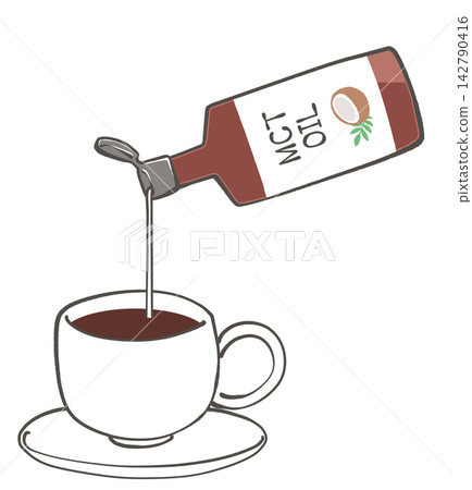 Illustration of MCT oil coffee Illustration of MCT oil coffee 142790416