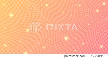 Y2K aesthetic background with sparkling stars, orange gradient backdrop and grid geometric pattern . Cute pastel design for posters, banners or wallpapers with galaxy vibes. Y2K aesthetic background with sparkling stars, orange gradient backdrop and grid geometric pattern . Cute pastel design for posters, banners or wallpapers with galaxy vibes. 142790946