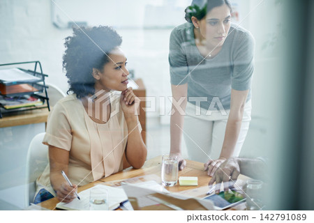 Business woman, office and planning for project, collaboration and teamwork for discussion. Team, brainstorm and coordinate for meeting, agreement and partnership with people for work assignment Business woman, office and planning for project, collaboration and teamwork for discussion. Team, brainstorm and coordinate for meeting, agreement and partnership with people for work assignment 142791089