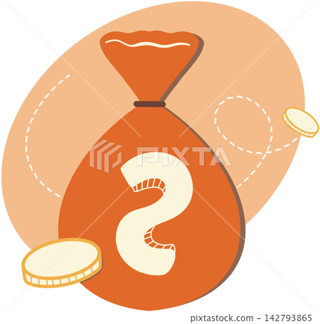 Money bag sack with gold coins 142793865