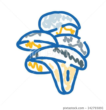 Hand drawn oyster mushrooms doodle icon illustration Hand drawn oyster mushrooms doodle icon illustration 142793891
