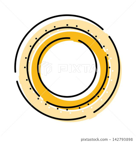 Circular yellow abstract frame with black outline Circular yellow abstract frame with black outline 142793898