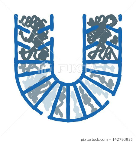 Spiral staircase doodle drawing top view icon Spiral staircase doodle drawing top view icon 142793955