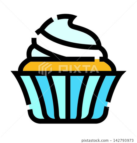 Delicious cupcake with creamy icing dessert icon Delicious cupcake with creamy icing dessert icon 142793973