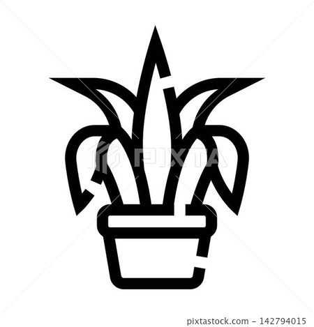 Potted succulent plant line art icon for gardening 142794015