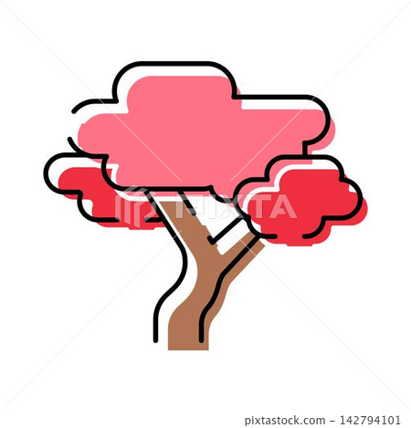 Pink blossom tree icon illustration spring season Pink blossom tree icon illustration spring season 142794101