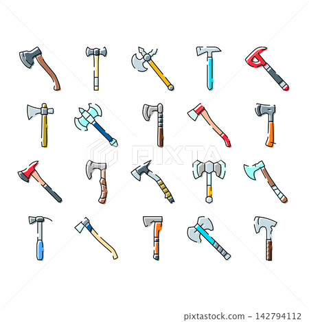 Collection of various axes, hatchets, and tomahawk tools Collection of various axes, hatchets, and tomahawk tools 142794112