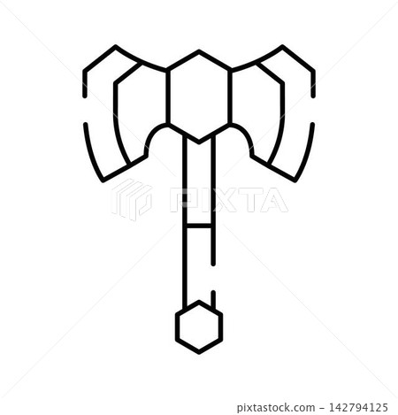 Double bladed battle axe line art icon Double bladed battle axe line art icon 142794125