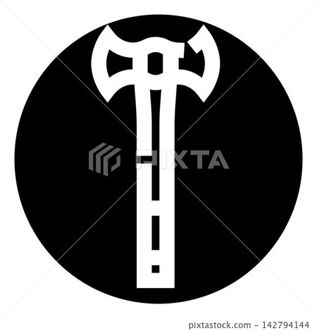Double bladed axe weapon silhouette icon symbol Double bladed axe weapon silhouette icon symbol 142794144