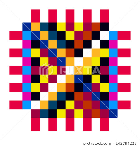 Abstract square pattern made of colorful small pixelated mosaic tiles Abstract square pattern made of colorful small pixelated mosaic tiles 142794225