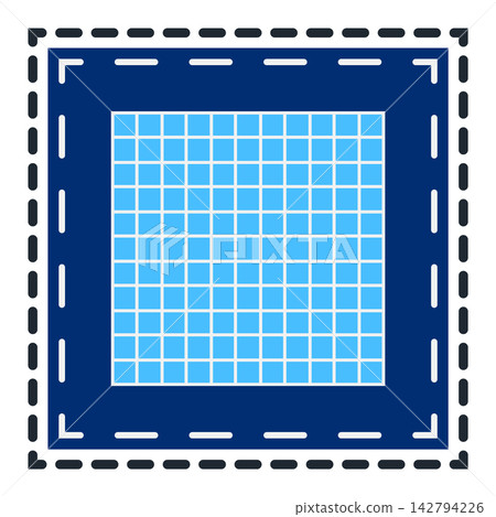 Abstract square grid pattern with blue background and dashed border 142794226