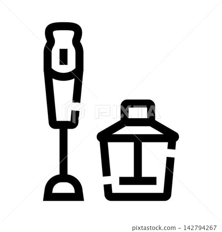 Hand immersion blender and food processor icon Hand immersion blender and food processor icon 142794267
