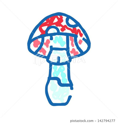 Abstract mushroom drawing with colorful cap and stem Abstract mushroom drawing with colorful cap and stem 142794277