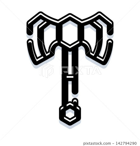 Battle axe weapon icon for fantasy gaming and strength Battle axe weapon icon for fantasy gaming and strength 142794290