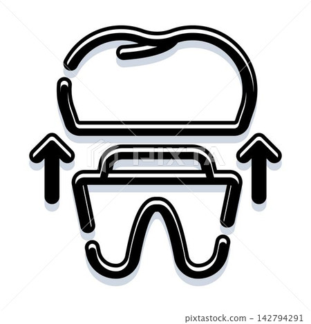 Dental crown installation process outline icon Dental crown installation process outline icon 142794291