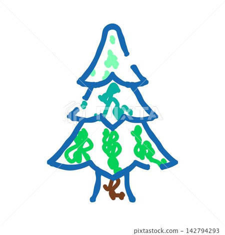 Abstract pine tree doodle illustrating winter holidays 142794293