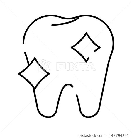 Clean sparkling tooth line art icon illustration Clean sparkling tooth line art icon illustration 142794295