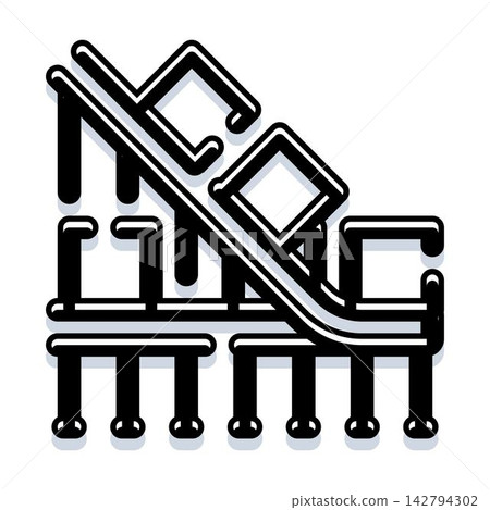 Roller coaster ride track system outline illustration 142794302