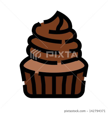Chocolate cupcake with sweet cream icing illustration 142794371