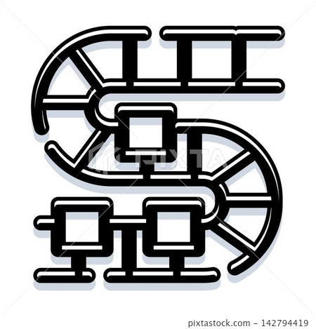 Roller coaster track forming letter s concept Roller coaster track forming letter s concept 142794419