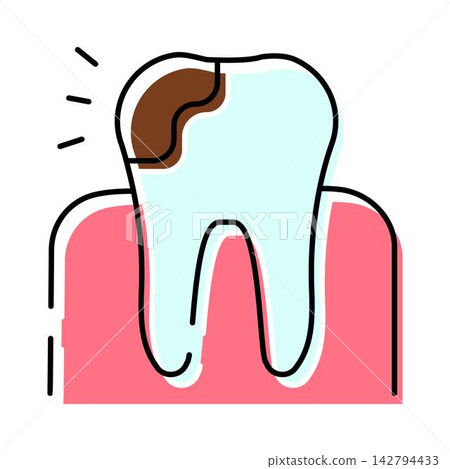 Decaying molar tooth with cavity in gum line Decaying molar tooth with cavity in gum line 142794433