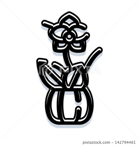 Orchid flower plant in pot outline icon 142794481