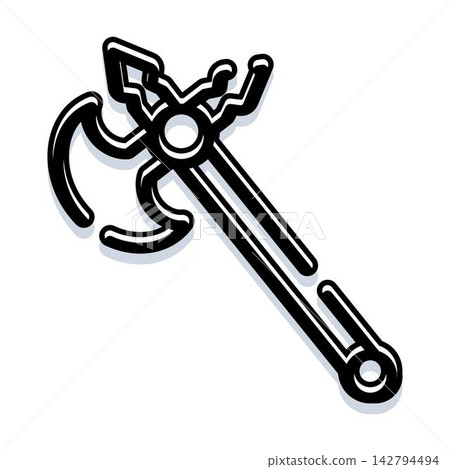 Battle axe outline icon with shadow effect Battle axe outline icon with shadow effect 142794494