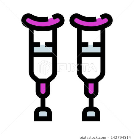 Pair of medical crutches aiding injury recovery Pair of medical crutches aiding injury recovery 142794514