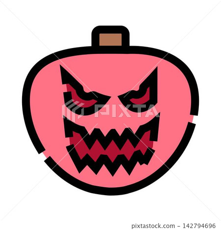 Halloween pumpkin icon with scary evil face Halloween pumpkin icon with scary evil face 142794696