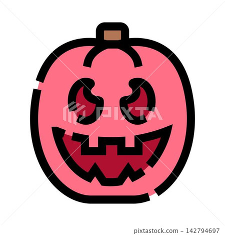 Pink spooky jack o' lantern celebrating halloween season Pink spooky jack o' lantern celebrating halloween season 142794697