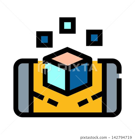 Smartphone displaying augmented reality 3d digital cube experience 142794719