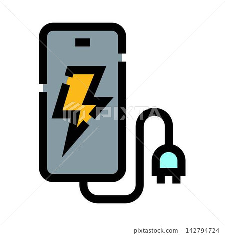 Smartphone charging with lightning bolt power icon Smartphone charging with lightning bolt power icon 142794724
