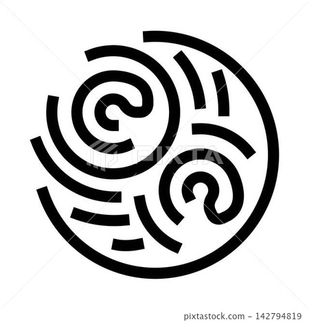 Abstract circular labyrinth symbol creating dynamic motion Abstract circular labyrinth symbol creating dynamic motion 142794819