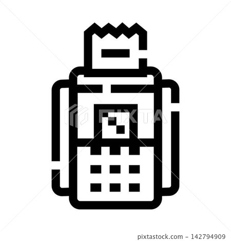 Pos terminal processing payment with receipt 142794909
