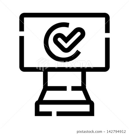 Computer monitor displaying successful check mark icon Computer monitor displaying successful check mark icon 142794912