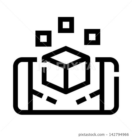 Mobile device displaying augmented reality 3d cube Mobile device displaying augmented reality 3d cube 142794966