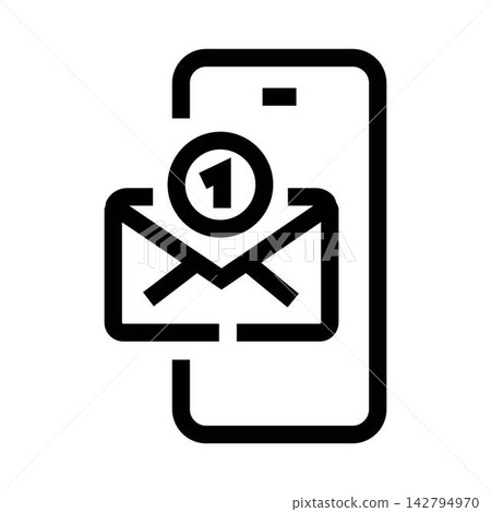 Mobile phone receiving email message notification icon Mobile phone receiving email message notification icon 142794970