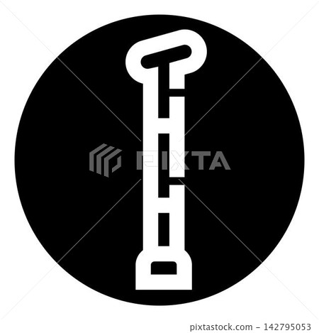 White flute woodwind instrument icon in black circle 142795053