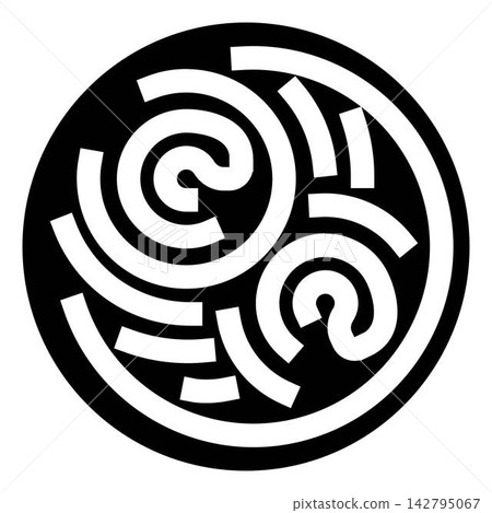 Black and white circular maze symbol graphic pattern Black and white circular maze symbol graphic pattern 142795067