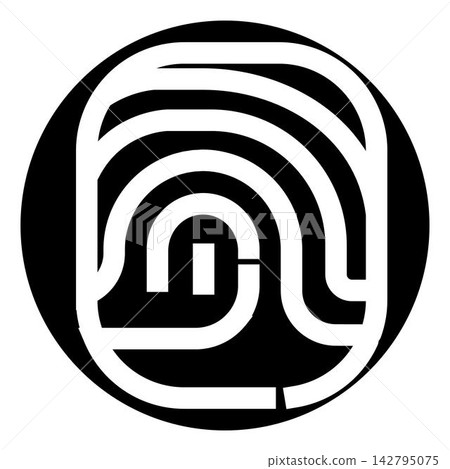 Fingerprint maze symbol representing identity security access Fingerprint maze symbol representing identity security access 142795075