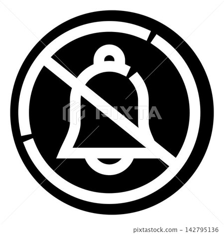 Bell with diagonal line indicating mute mode Bell with diagonal line indicating mute mode 142795136