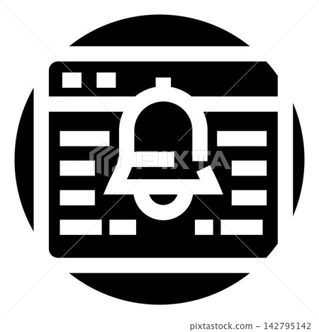 Browser window displaying notification bell icon alert 142795142