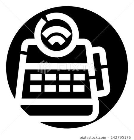 Cash register receiving wireless signal icon Cash register receiving wireless signal icon 142795176