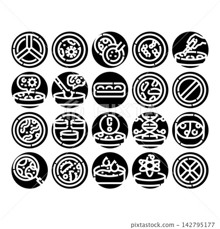 Microbiology and laboratory experimentation icons collection Microbiology and laboratory experimentation icons collection 142795177