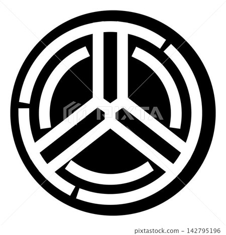 Black and white circular three part emblem Black and white circular three part emblem 142795196