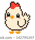Pixel art chicken isolated on white background. 142795207