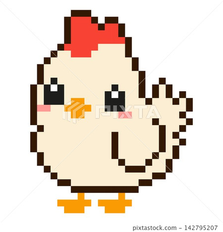 Pixel art chicken isolated on white background. Pixel art chicken isolated on white background. 142795207