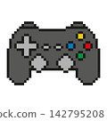Pixel art video game controller isolated on white background. 142795208