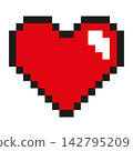Pixel art red heart life icon isolated on white background. 142795209