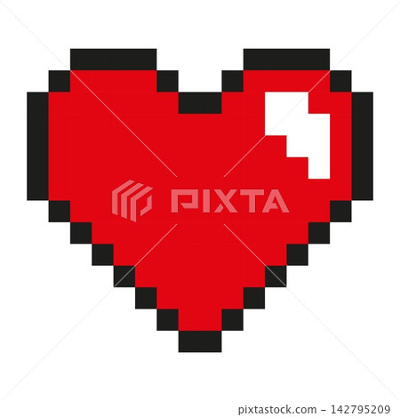Pixel art red heart life icon isolated on white background. Pixel art red heart life icon isolated on white background. 142795209